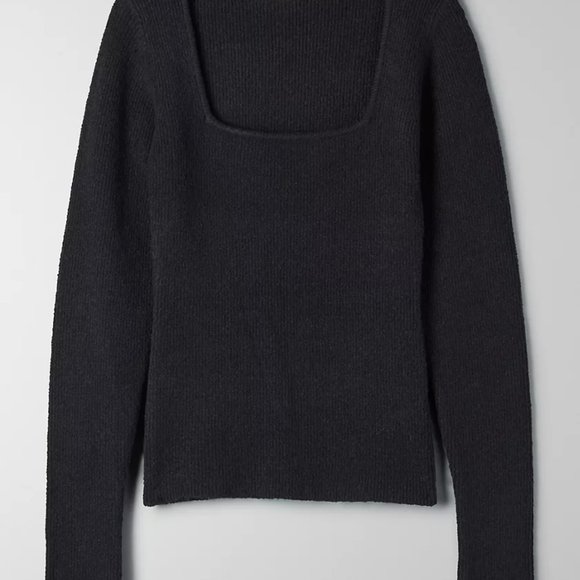 Aritzia Wilfred Kirsty Sweater - Black, Square Neck, Size M - Picture 5 of 11